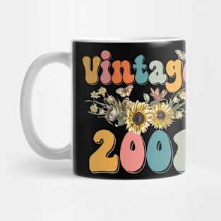 Vintage 2001 Sunflower Floral Retro Groovy 22nd Birthday Mug